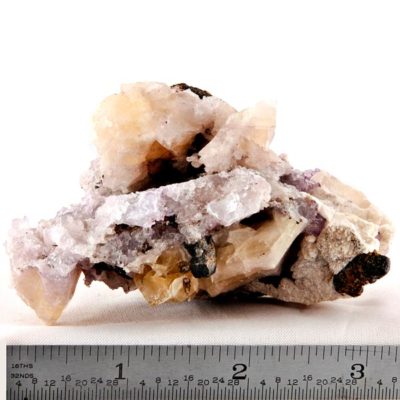 Yellow and Purple Fluorite, Sphalerite, Barite and Calcite #108-0676