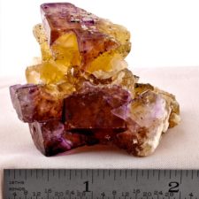 Yellow and Purple Fluorite, Calcite with Minor Chalcopyrite #116-0765