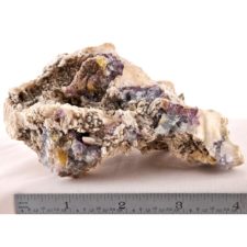 Calcite On Purple Fluorite With Yellow Fluorite #118-0785