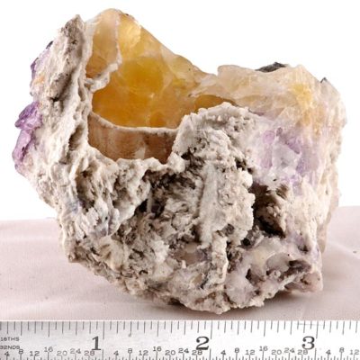 Yellow and Purple Fluorite With Calcite #123-0857