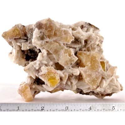 Yellow Fluorite On Clear Calcite and Spiral White Coated #125-0880