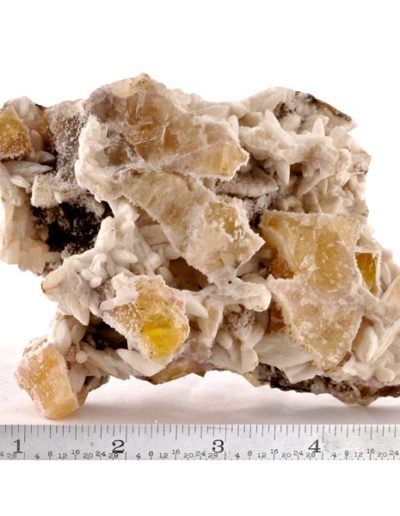 Yellow Fluorite On Clear Calcite and Spiral White Coated #125-0880