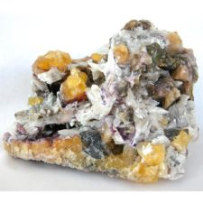 Calcite on Sphalerite with Yellow and Purple Fluorite #130-4557